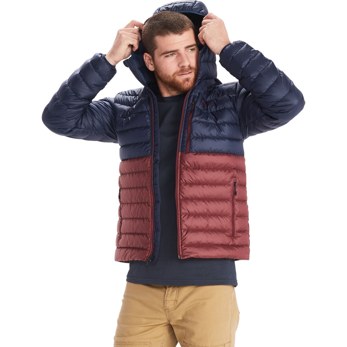 Marmot Highlander Down Hooded Jacket - Men's Arctic Navy/Port Royal, S