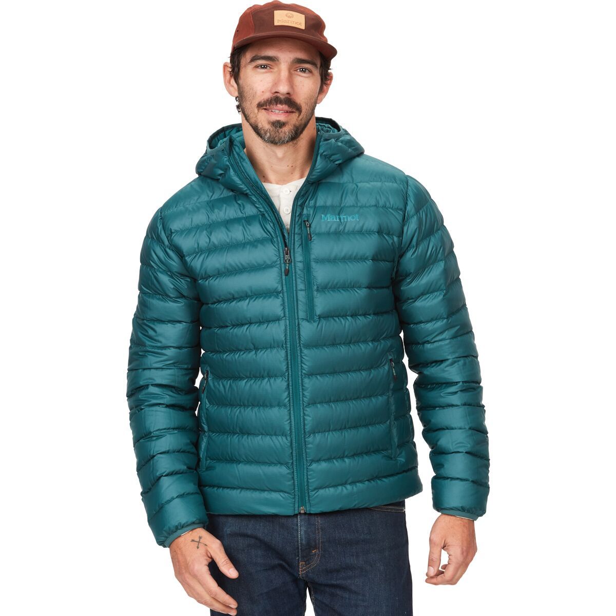 Marmot Highlander Down Hooded Jacket - Men's Dark Jungle, M