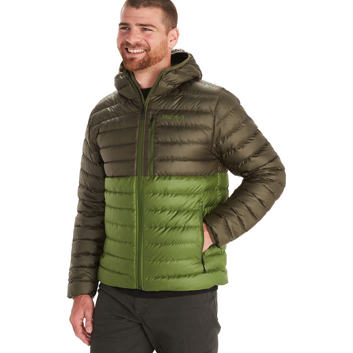 Marmot Highlander Down Hooded Jacket - Men's Nori/Foliage, M