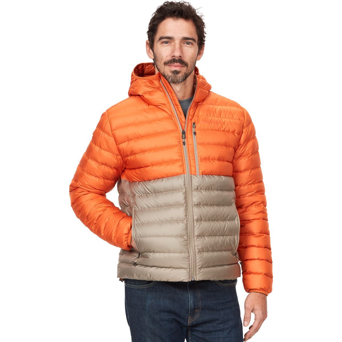 Marmot Highlander Down Hooded Jacket - Men's Tangelo/Vetiver, M