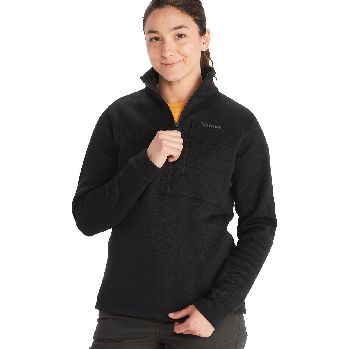 Image of Marmot Drop Line 1/2-Zip Pullover - Women's Black, M