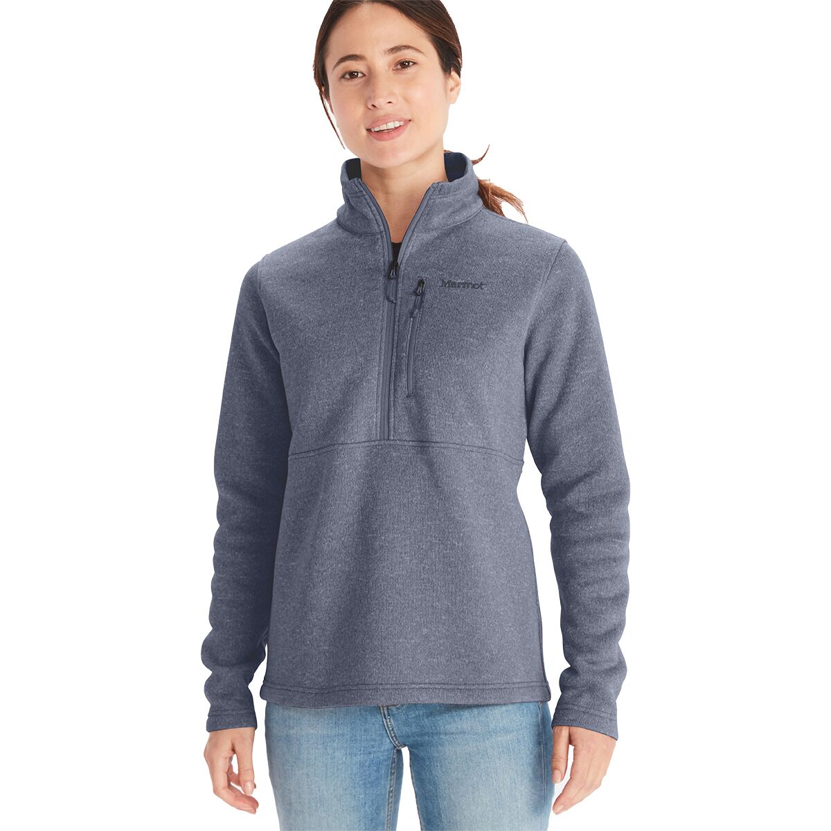 Image of Marmot Drop Line 1/2-Zip Pullover - Women's Steel Onyx, M