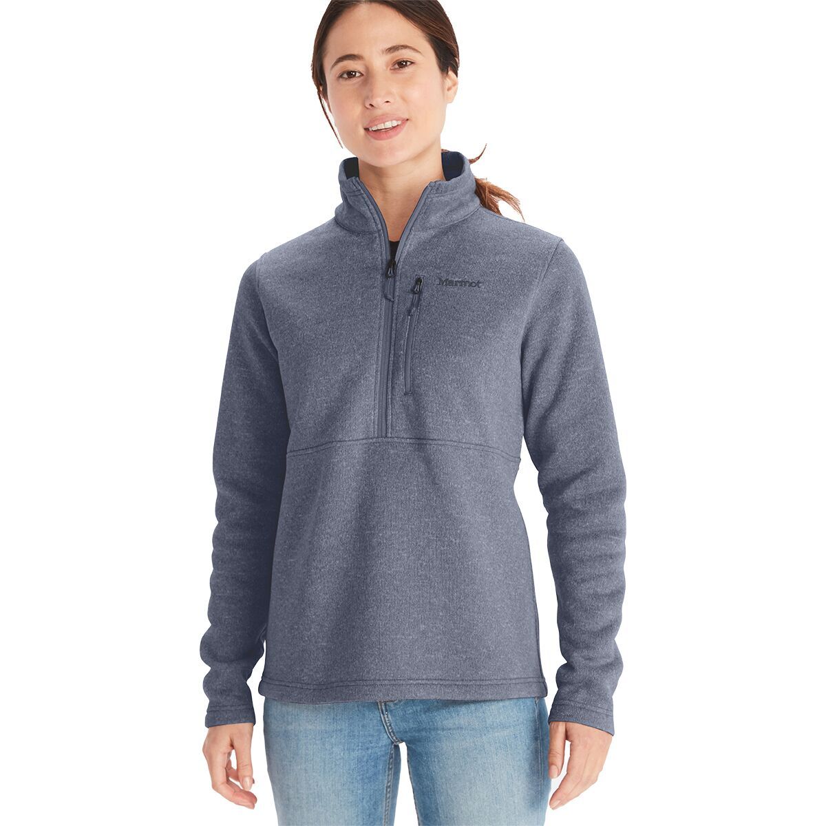 Image of Marmot Drop Line 1/2-Zip Pullover - Women's Steel Onyx, L