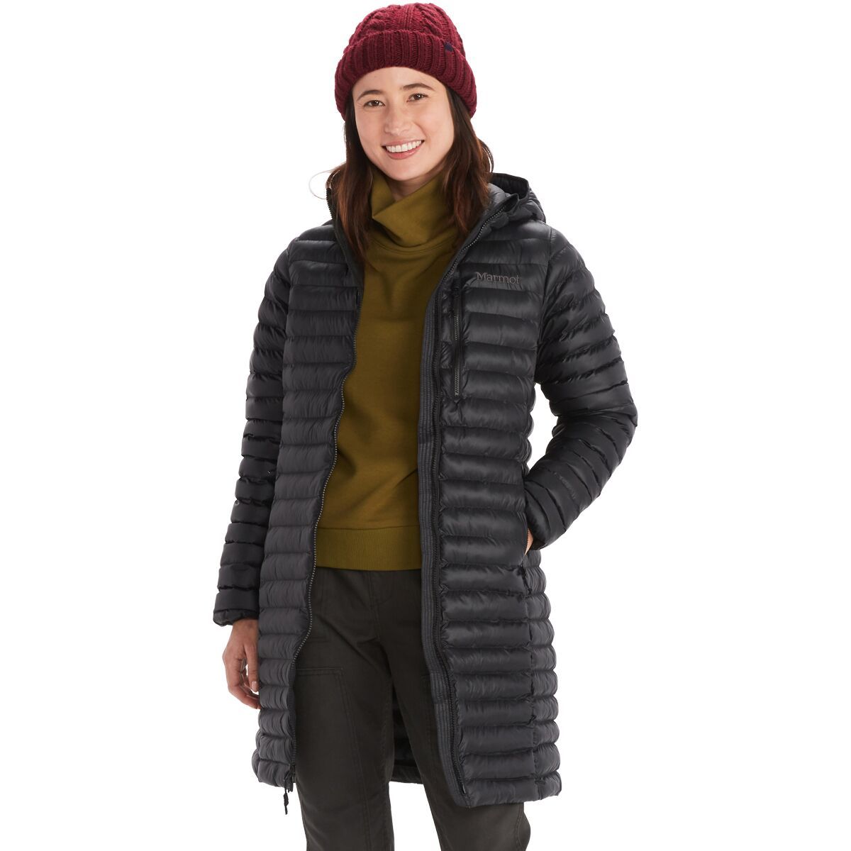 Marmot Echo Featherless Long Jacket - Women's Black Shiny, S
