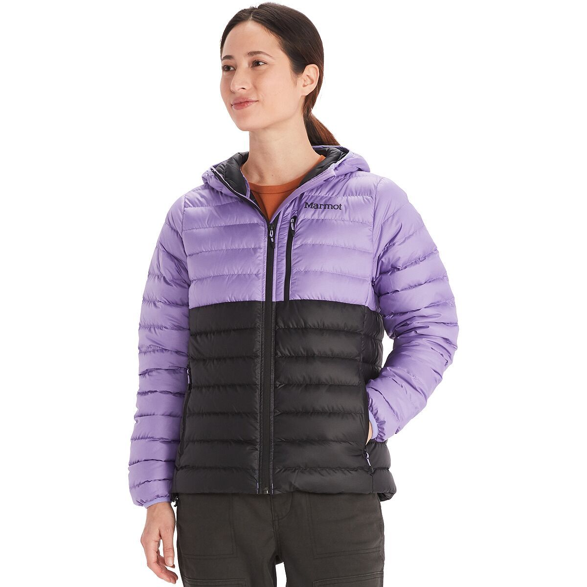 Marmot Highlander Hooded Down Jacket - Women's Paisley Purple/Black, L