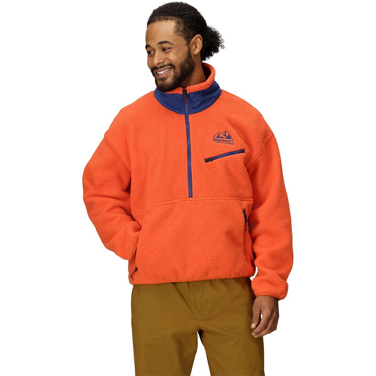 Image of Marmot 94 E.C.O. Recycled Fleece Jacket - Men's Ginger Blossom/Twilight Blue, XXL