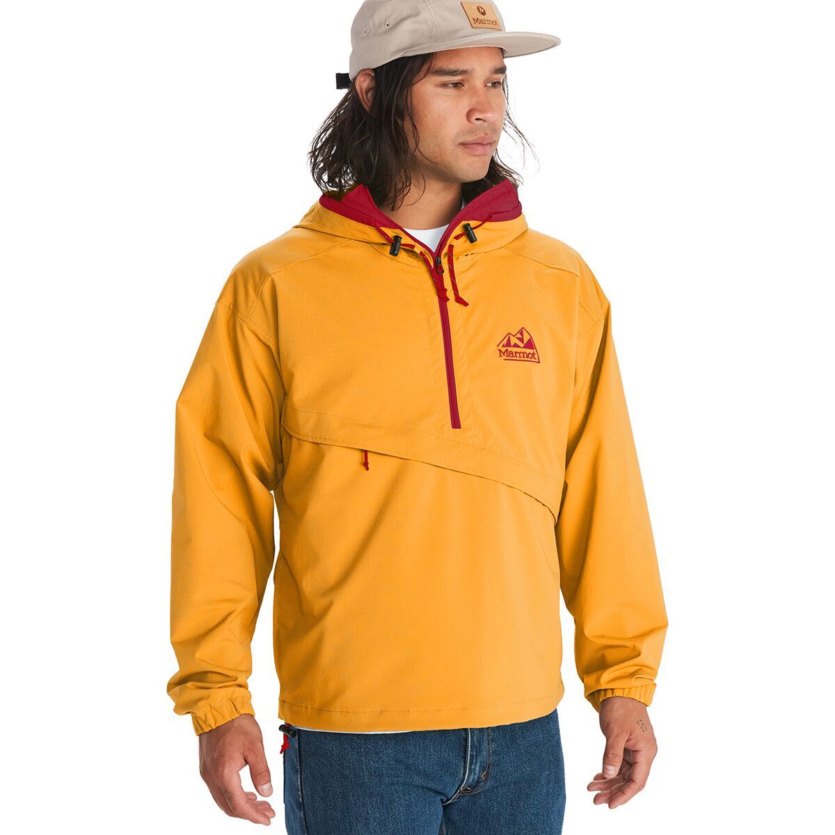 Marmot 96 Active Anorak - Men's Golden Sun/Team Red, S