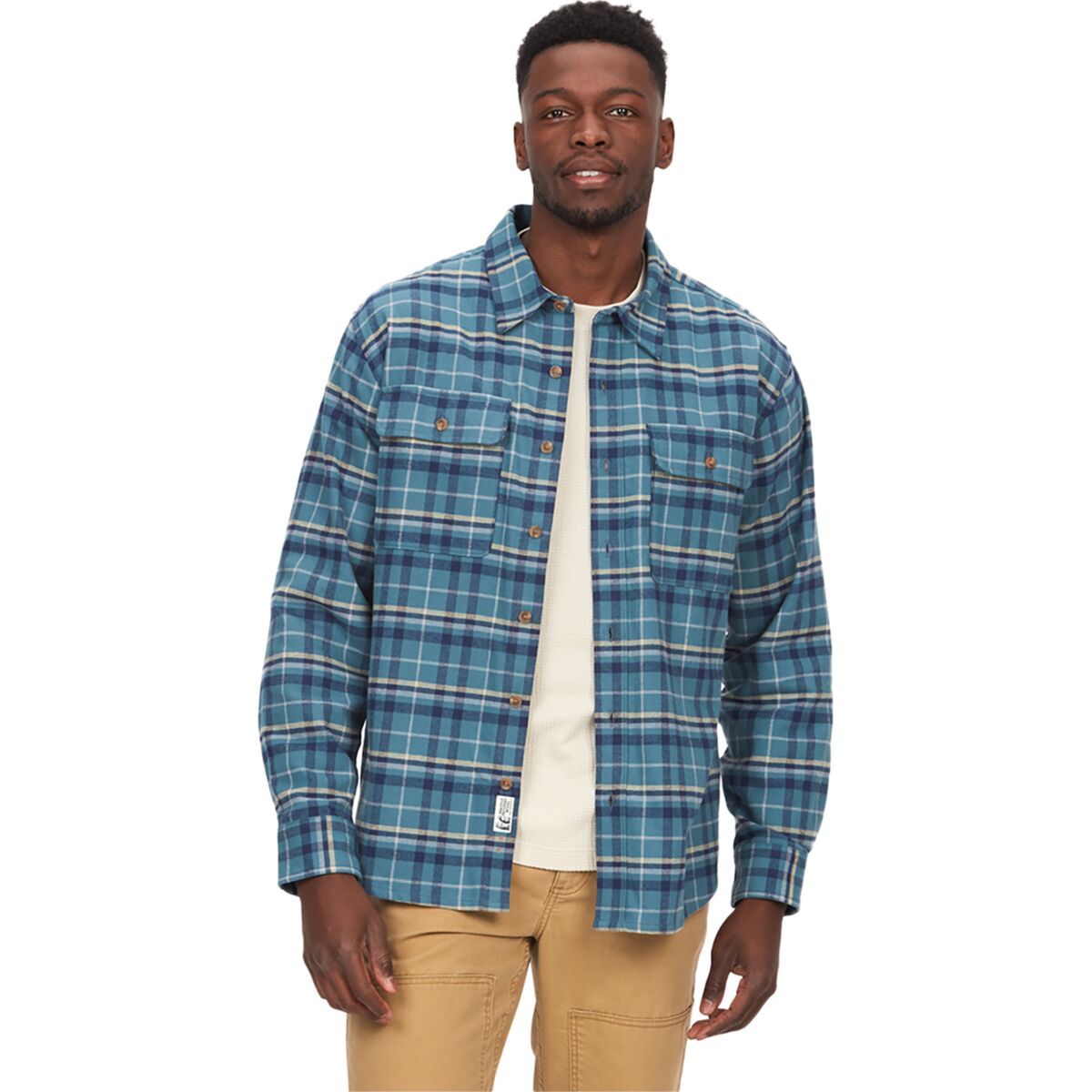 Image of Marmot Doran Midweight Flannel Shirt - Men's Moon River, XXL