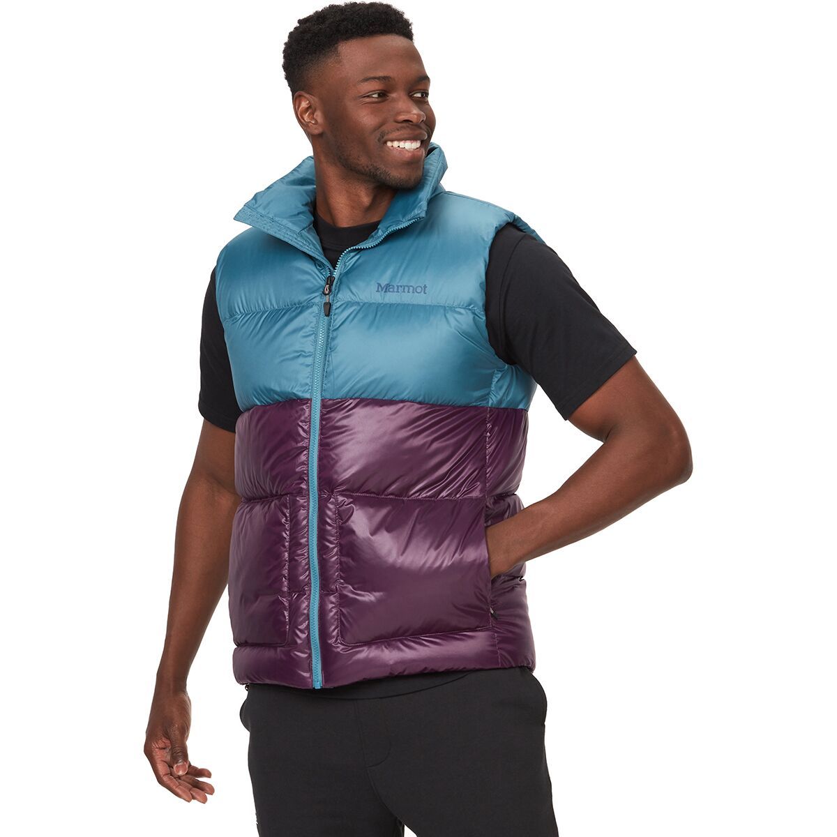 Marmot Guides Down Vest - Men's Moon river/Purple Fig, XL