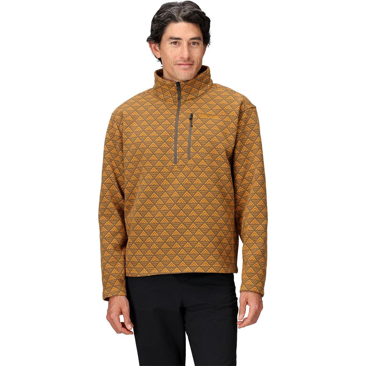 Image of Marmot Heavyweight Drop Line Printed 1/2-Zip - Men's Honey Glaze Geo Peaks, L