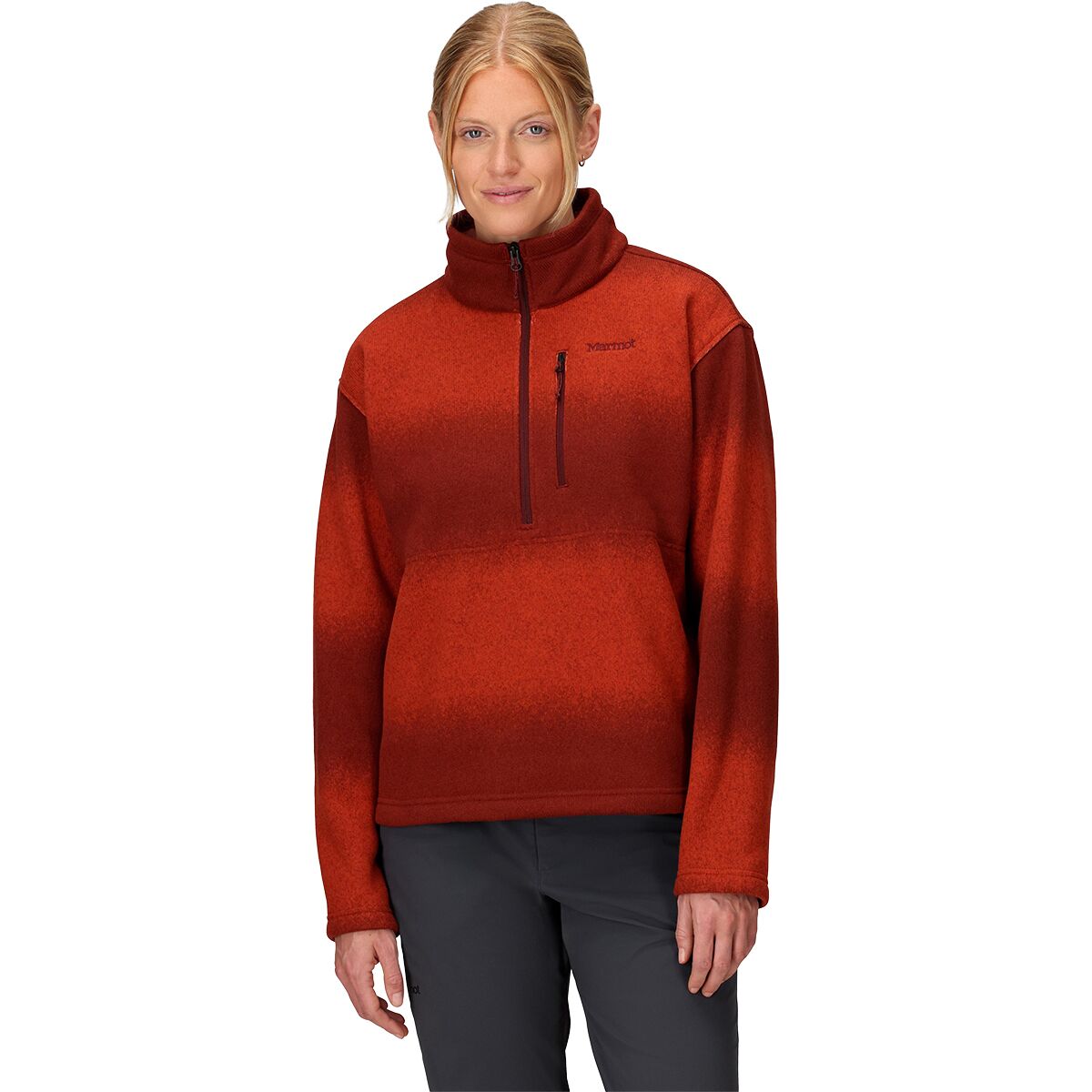 Image of Marmot Heavyweight Drop Line Printed 1/2-Zip - Women's Sumac Ombre, M