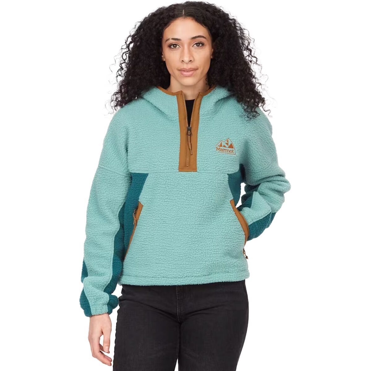 Marmot Super Aros Fleece Hoodie - Women's Blue Agave/Dark Jungle/Hazel, M