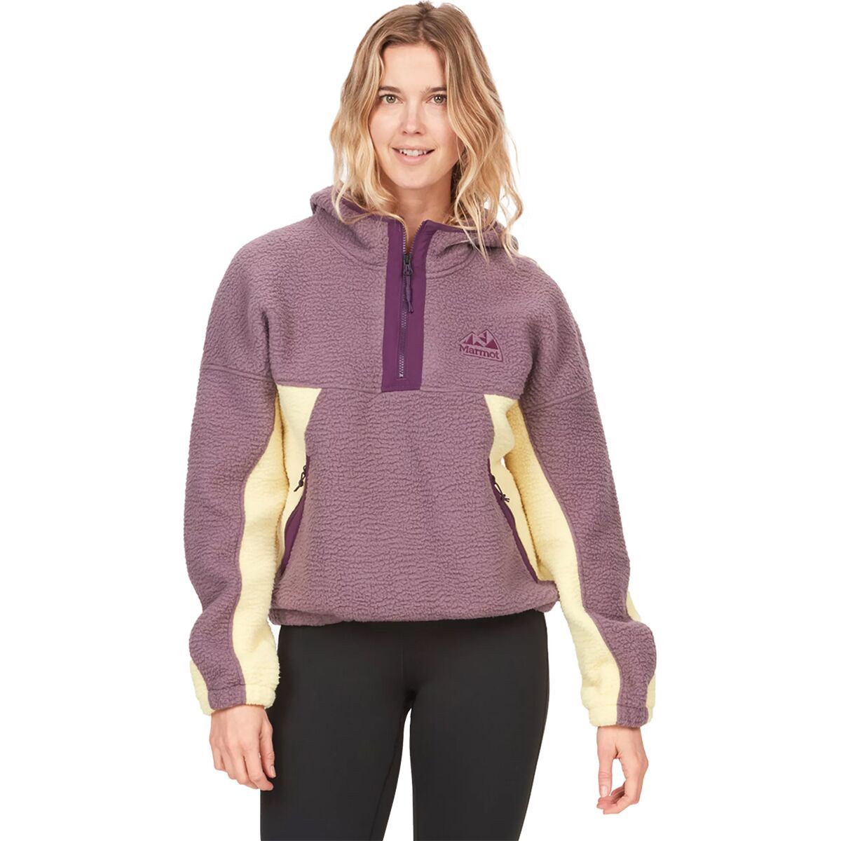 Marmot Super Aros Fleece Hoodie - Women's Hazy Purple/Wheat/Purple Fig, L