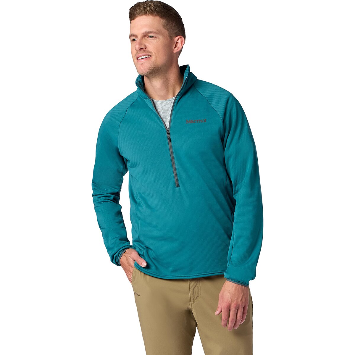 Image of Marmot Leconte Fleece 1/2-Zip Jacket - Men's Emerald Blue, M