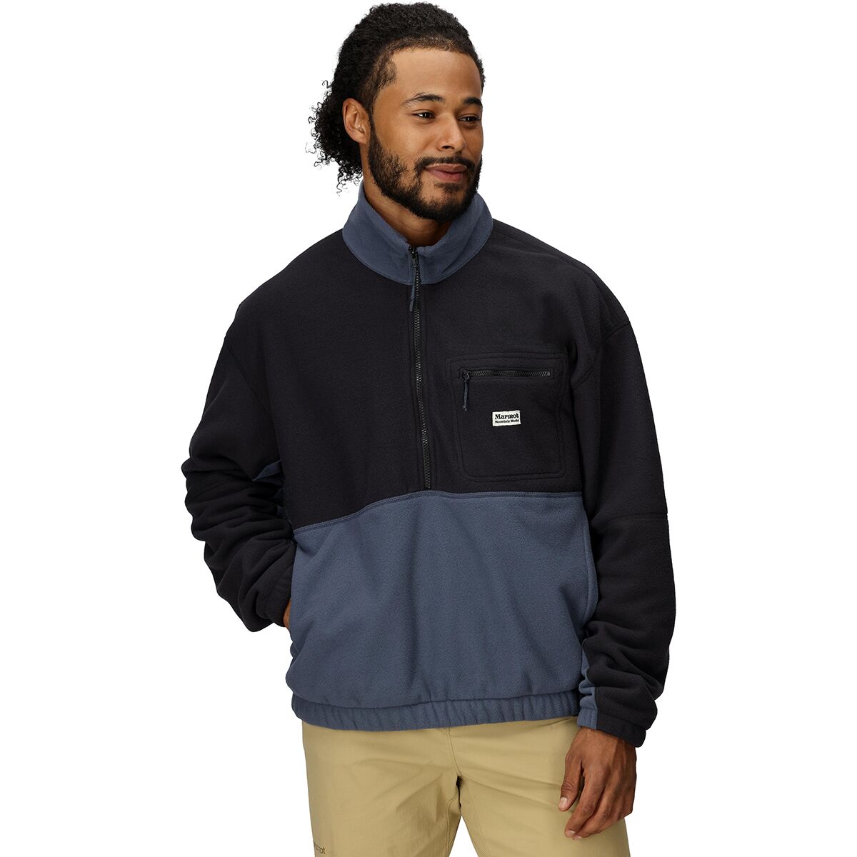Image of Marmot Retro Rocklin 1/2-Zip Pullover - Men's Black/Thunderhead, S