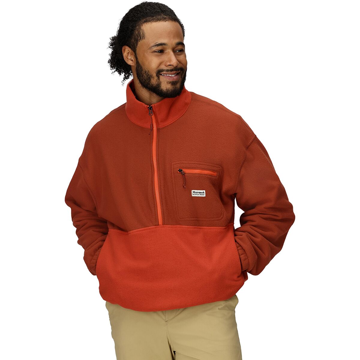 Image of Marmot Retro Rocklin 1/2-Zip Pullover - Men's Pecan/Sumac, S