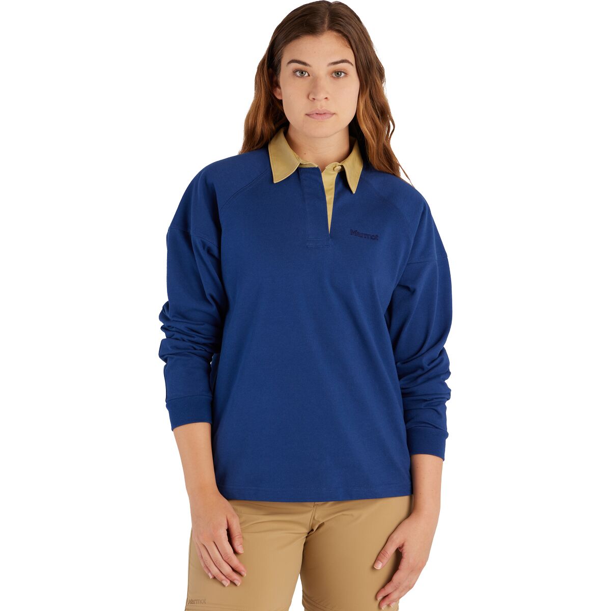 Image of Marmot Mountain Works Rugby Pullover - Women's Twilight Blue/Light Oak, XS