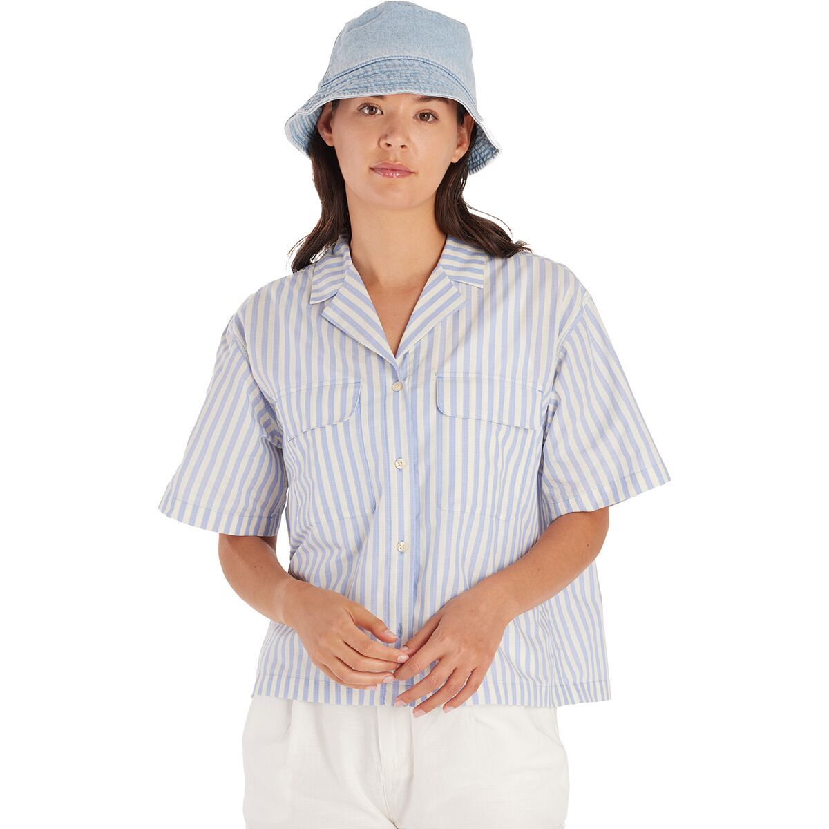 Marmot Muir Camp Novelty Short-Sleeve Shirt - Women's Blue Bonnet Austin Stripe, M