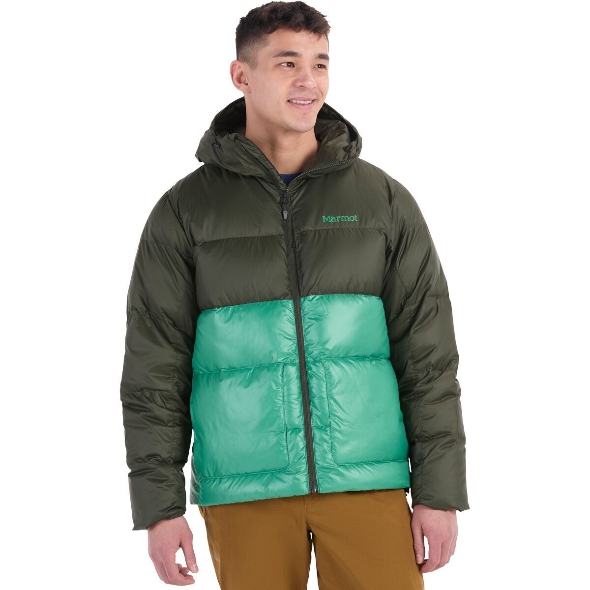 Marmot Guides Down Hooded Jacket - Men's Rosin Green/Clover, XXL