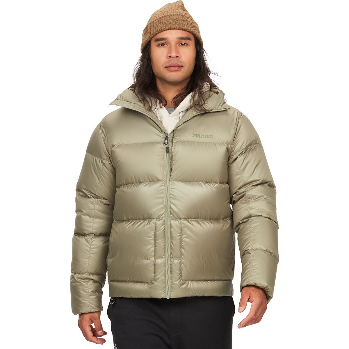Image of Marmot Guides Down Hooded Jacket - Men's Vetiver, S