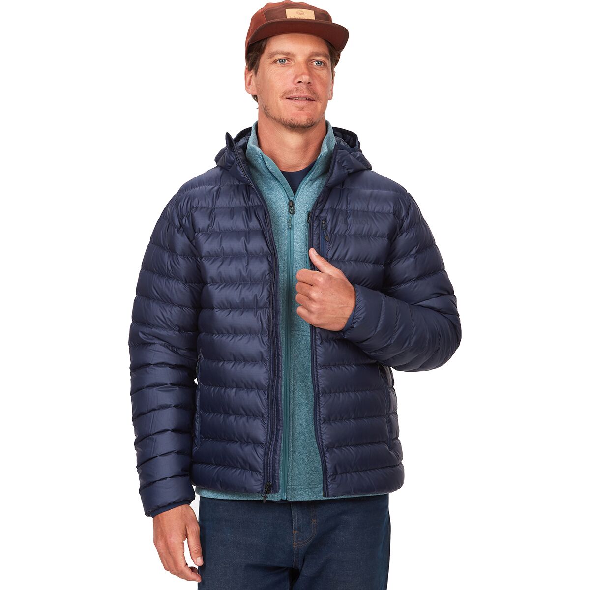 Image of Marmot Highlander Down Hooded Jacket - Men's Arctic Navy, XL