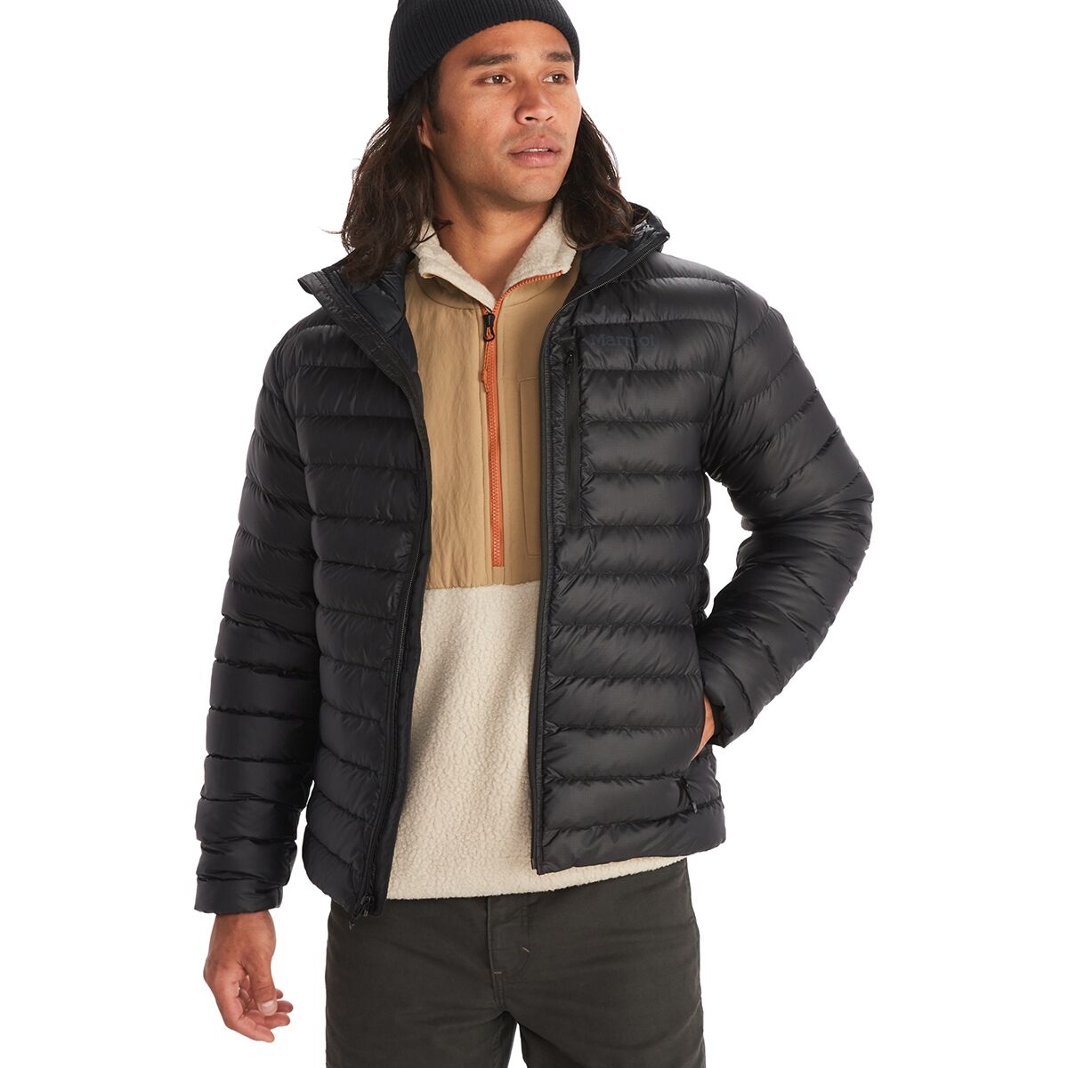 Image of Marmot Highlander Down Hooded Jacket - Men's Black, L