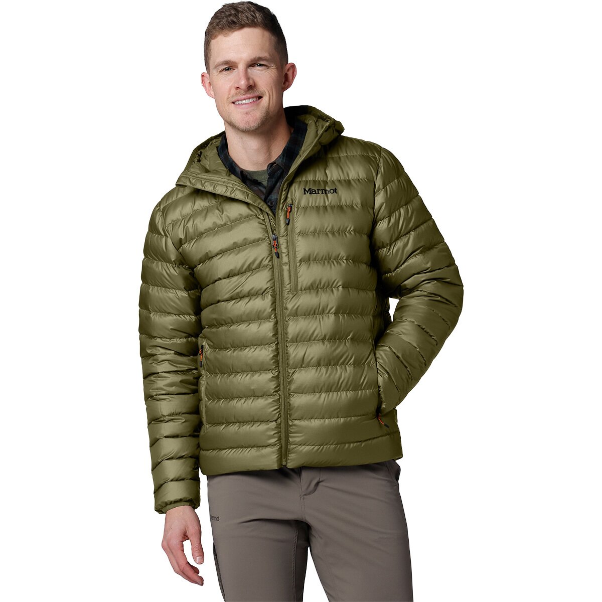 Image of Marmot Highlander Down Hooded Jacket - Men's Surplus Green, XL