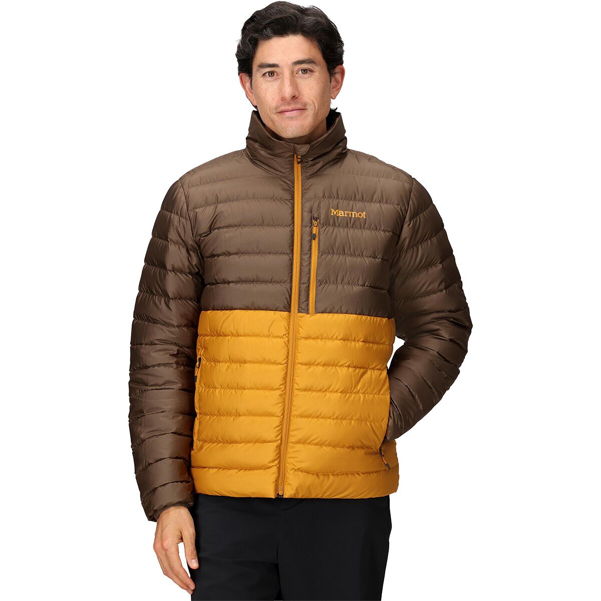 Image of Marmot Highlander Down Jacket - Men's Claystone/Honey Glaze, XXL