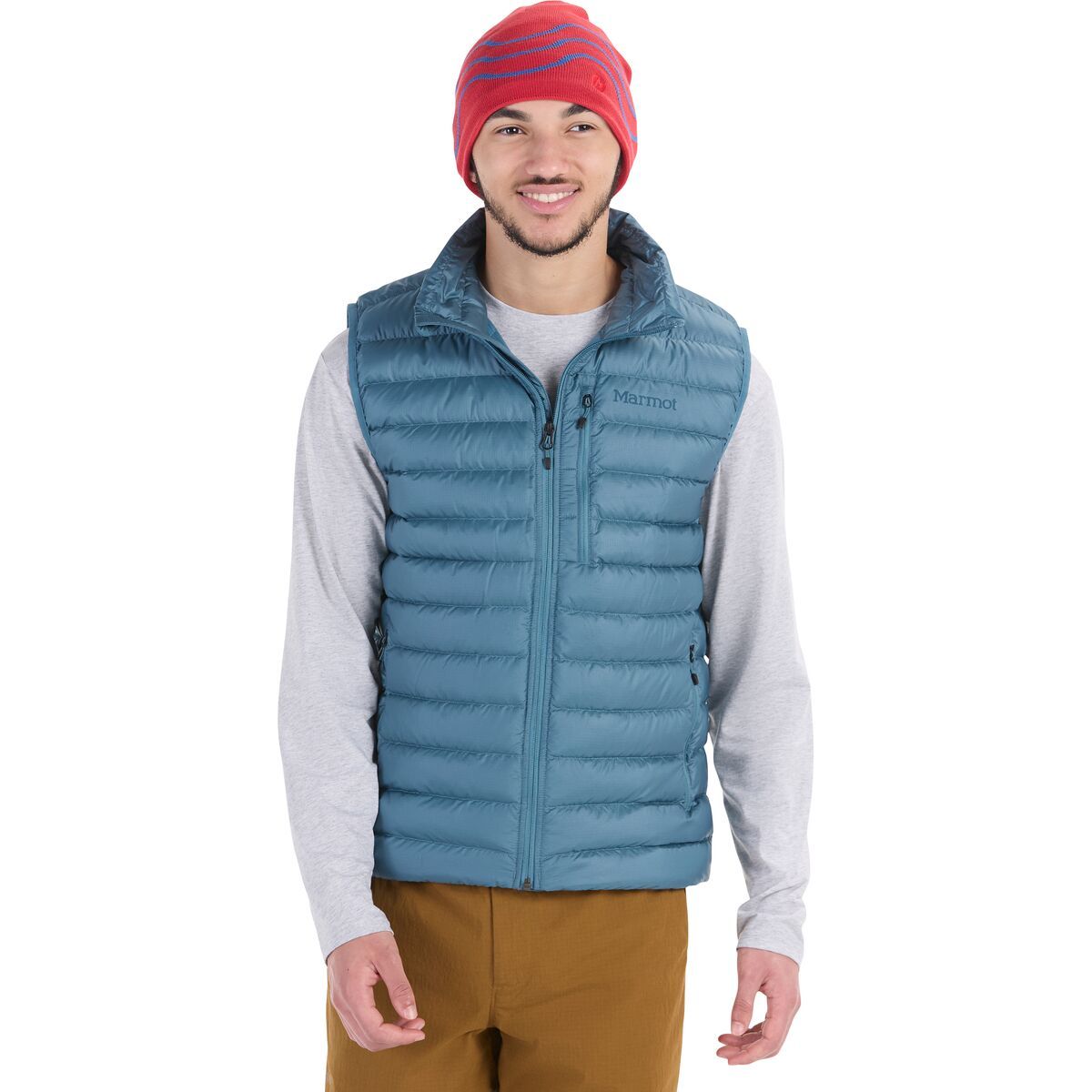 Marmot Highlander Down Vest - Men's Team Red/Moon River, L