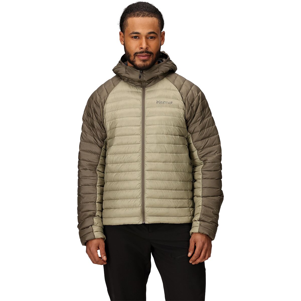 Image of Marmot Hype Down Hooded Jacket - Men's Claystone/Shale Grey, M