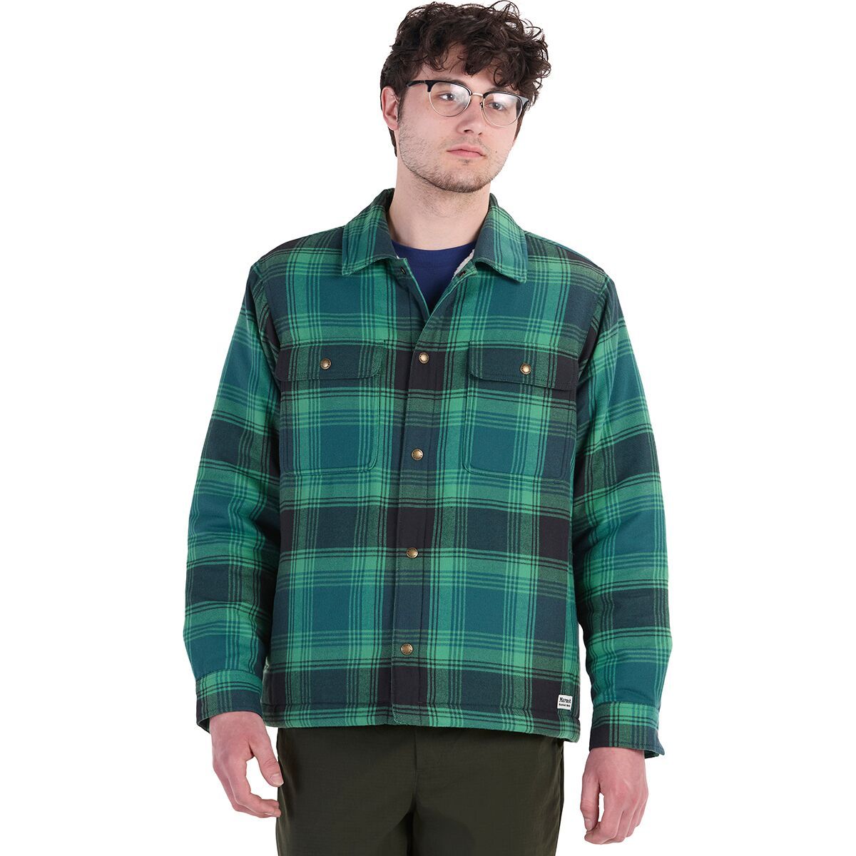 Image of Marmot Ridgefield Sherpa Flannel Shirt Jacket - Men's Clover, L