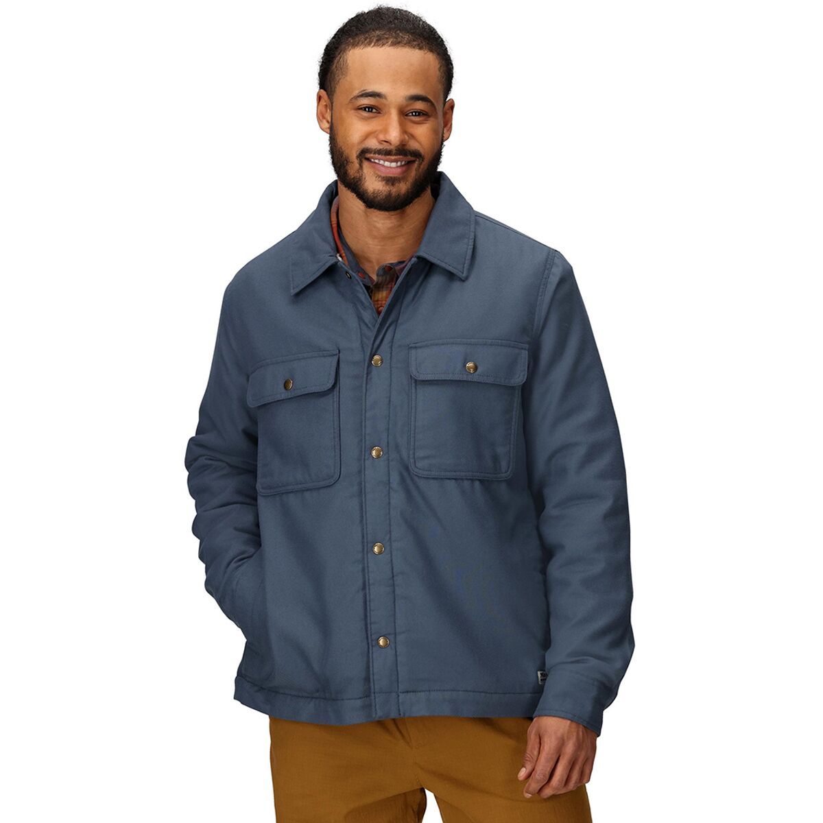 Image of Marmot Ridgefield Sherpa Flannel Shirt Jacket - Men's Thunderhead, S