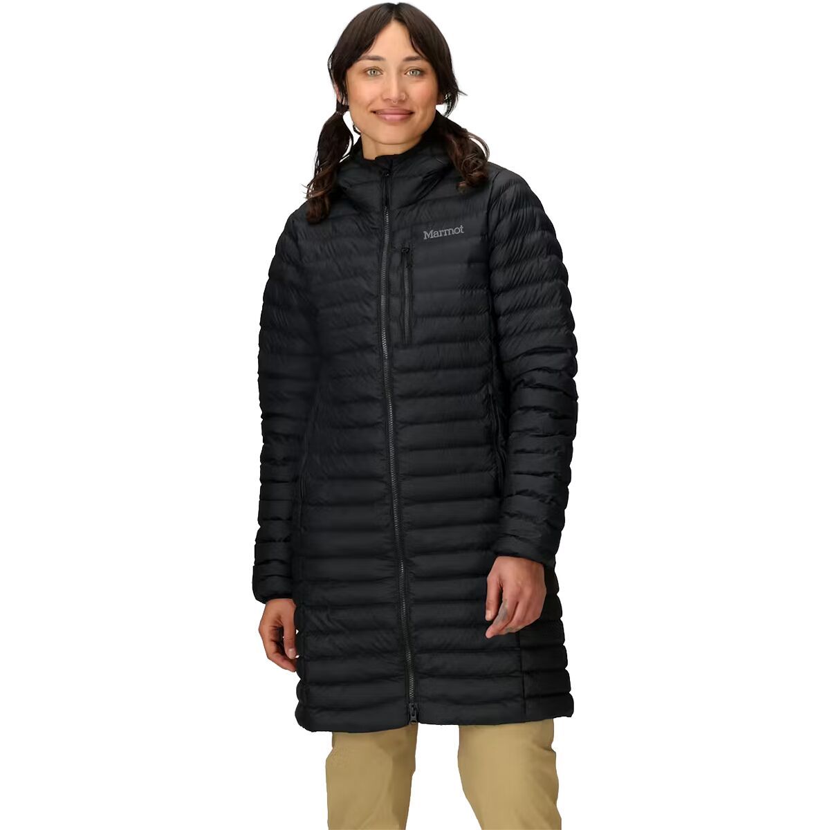 Image of Marmot Echo Featherless Long Jacket - Women's Black Shiny, XS