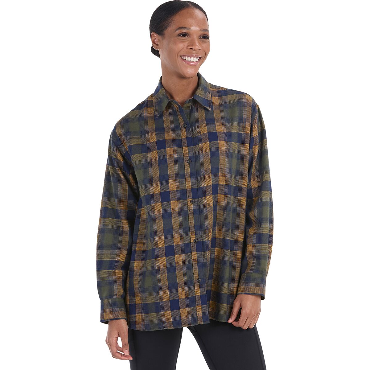 Image of Marmot Fairfax Lightweight Relaxed Flannel - Women's Nori/Golden Sun, M