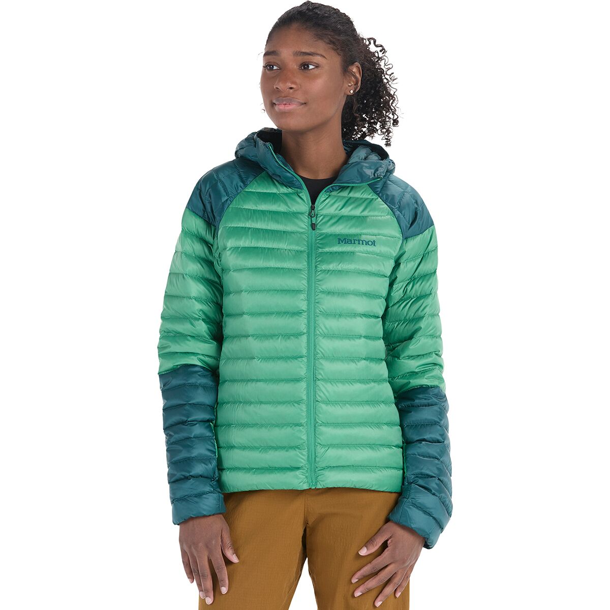 Image of Marmot Hype Down Hoodie - Women's Dark Jungle/Clover, XS