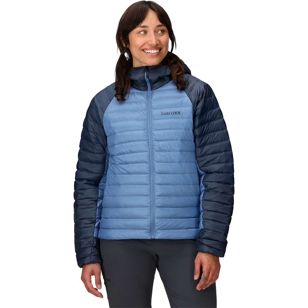Image of Marmot Hype Down Hoodie - Women's Thunderhead/Rain Cloud, M