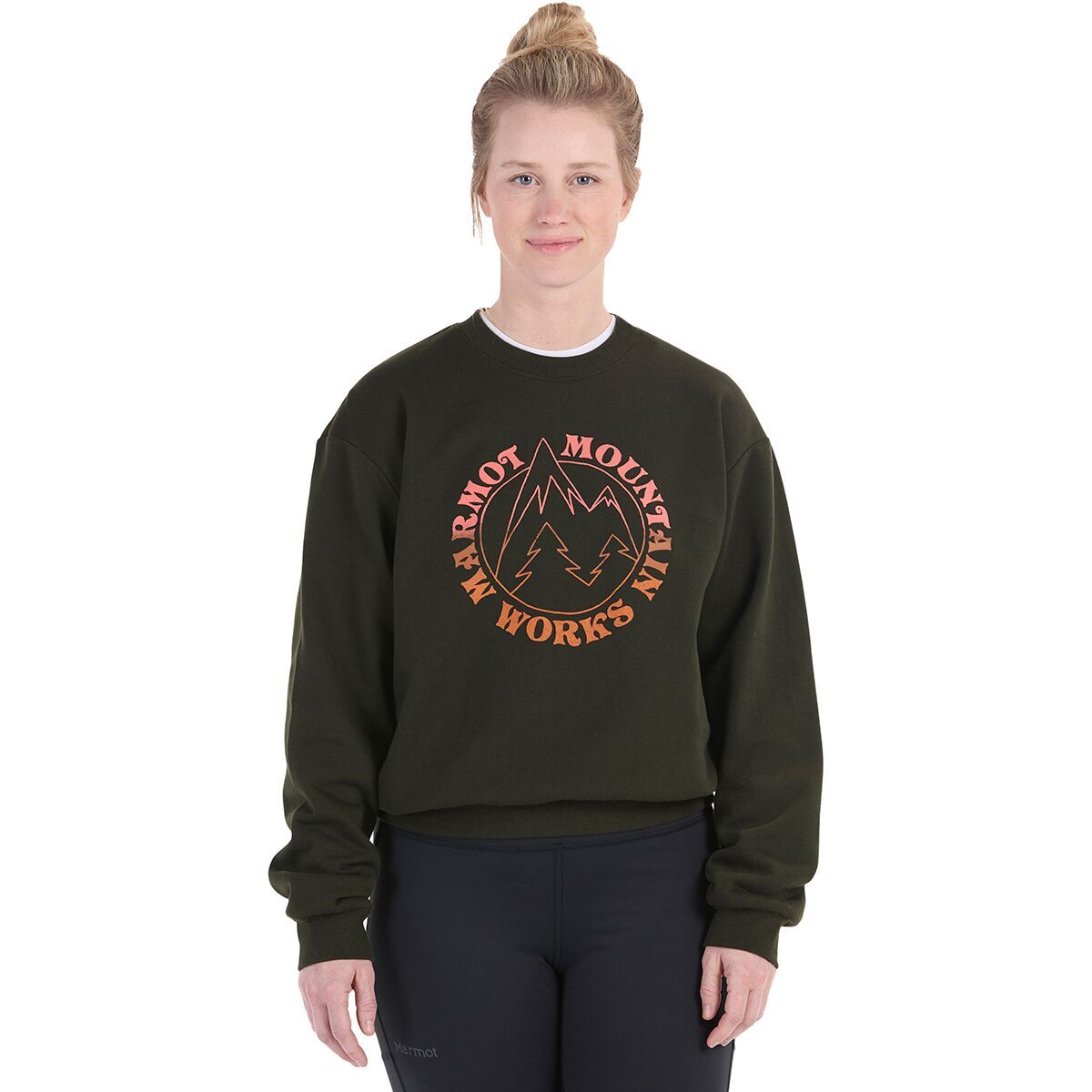Image of Marmot Retro Mountain Boxy Crew Sweatshirt - Women's Rosin Green, L