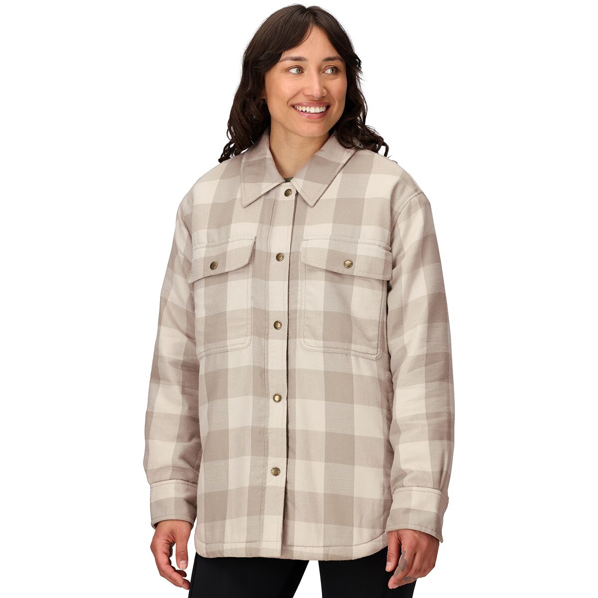 Image of Marmot Ridgefield Sherpa Flannel Jacket - Women's Birch Bark, S
