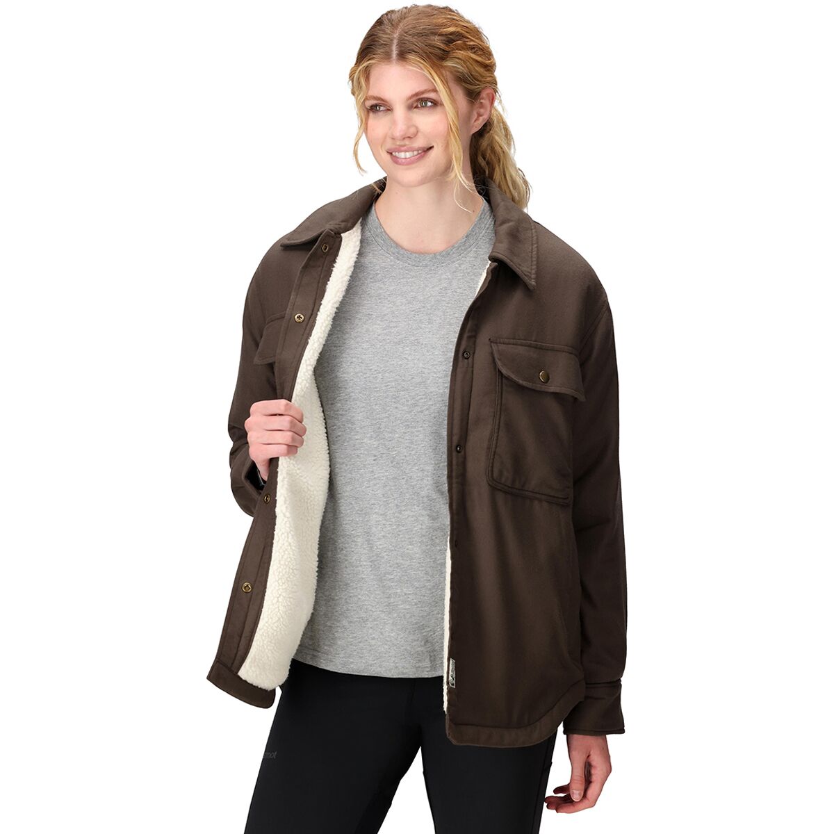 Image of Marmot Ridgefield Sherpa Flannel Jacket - Women's Hickory Nut, M