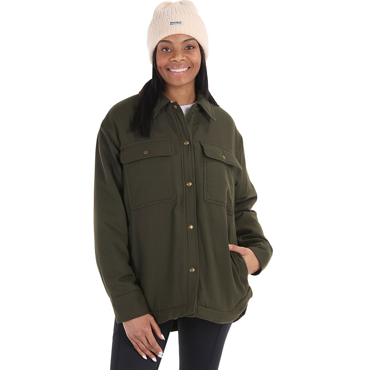Image of Marmot Ridgefield Sherpa Flannel Jacket - Women's Rosin Green, M