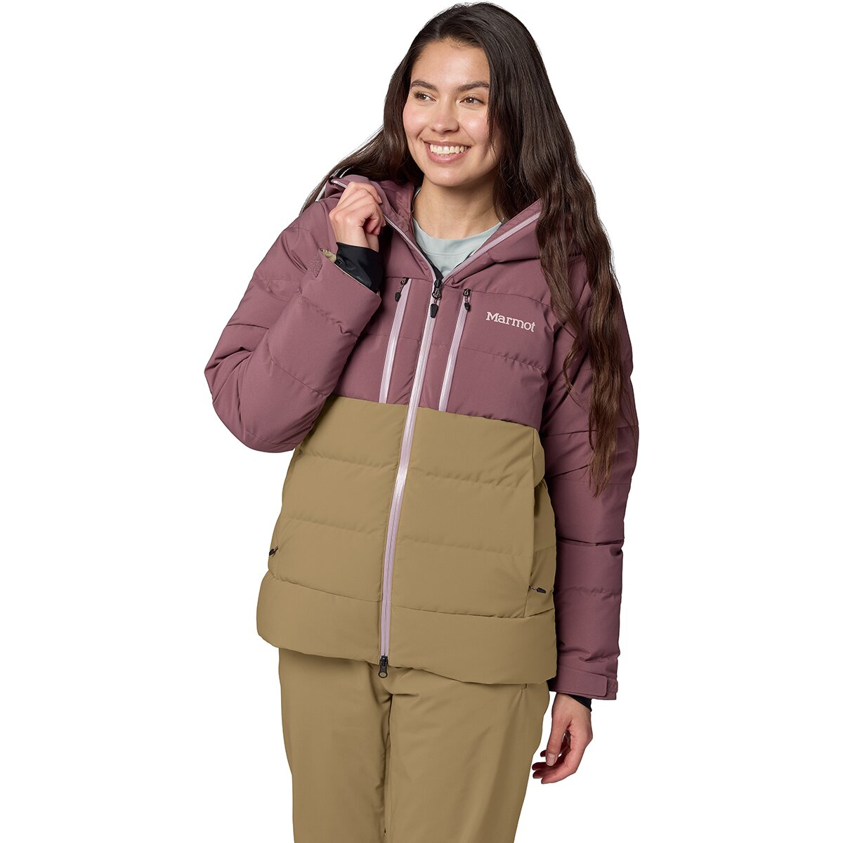 Image of Marmot Slingshot Down Jacket - Women's Sugar Plum/Desert Khaki, XS