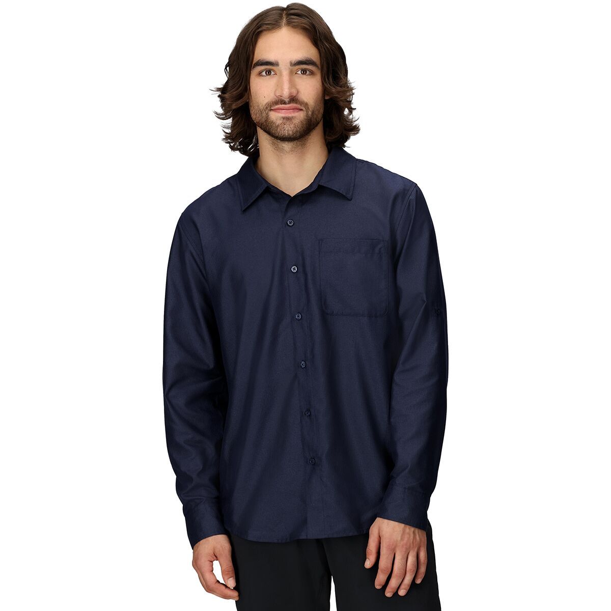 Image of Marmot AirExchange Long-Sleeve Shirt - Men's Arctic Navy, L
