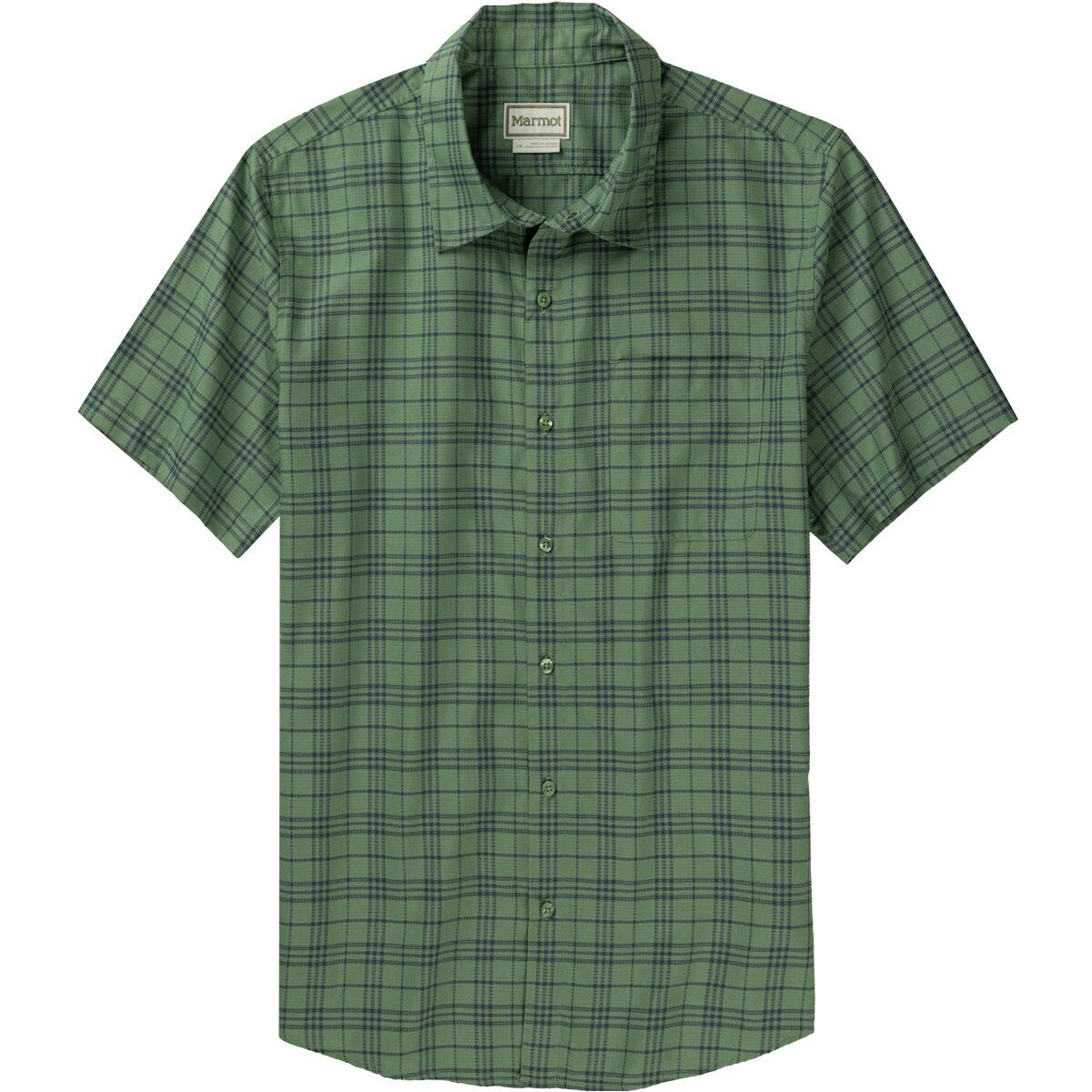 Image of Marmot AirExchange Novelty Short-Sleeve Shirt - Men's Agate Green/Thunderhead, M