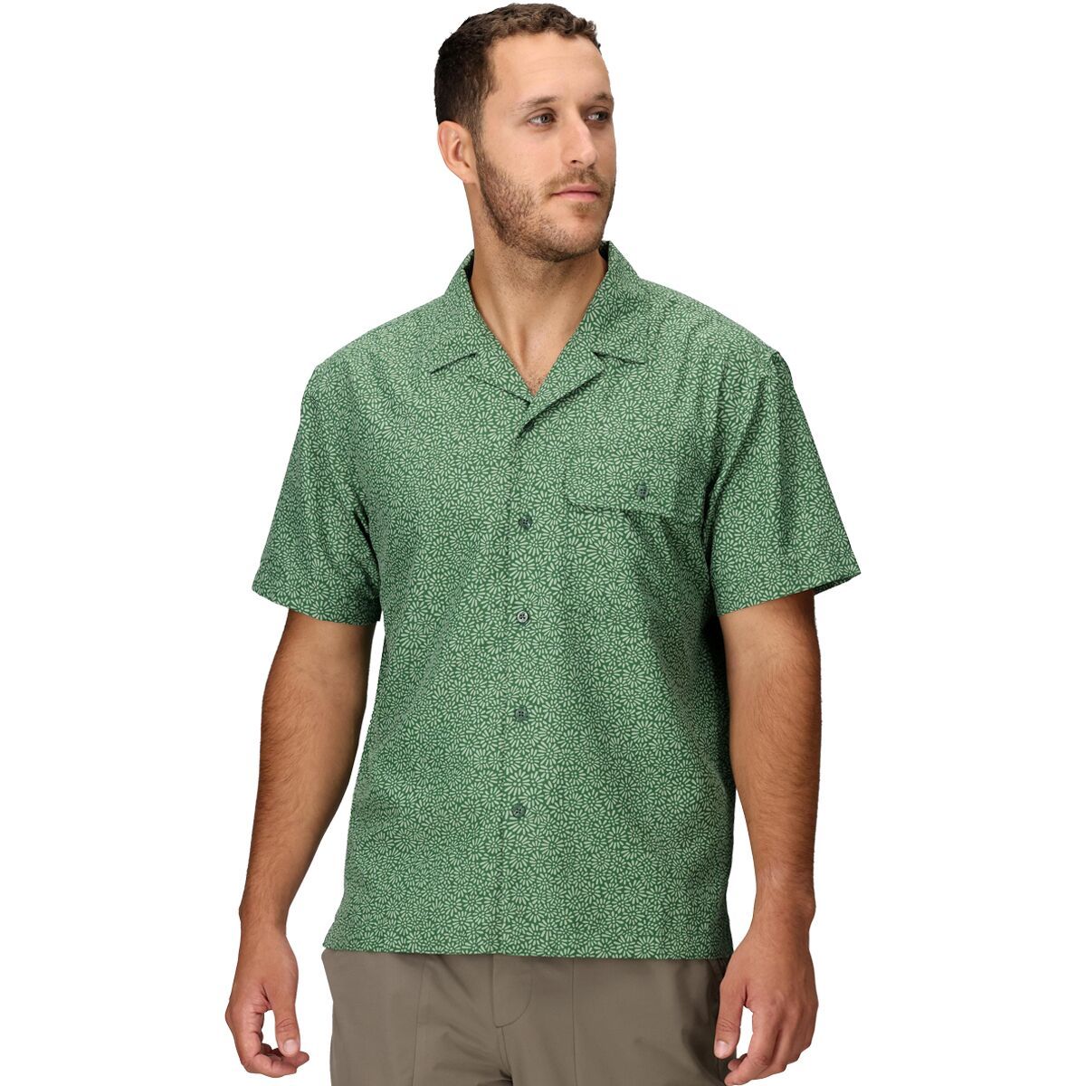 Image of Marmot AirExchange SolarShield Camp Novelty Shirt - Men's Juniper Green Mini Bloom, S