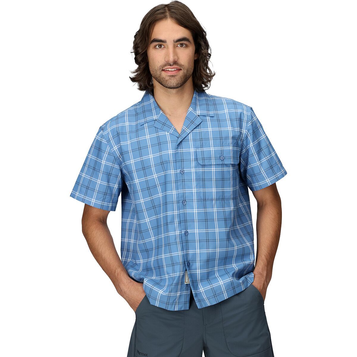 Image of Marmot AirExchange SolarShield Camp Novelty Shirt - Men's Rain Cloud Windowpane, L