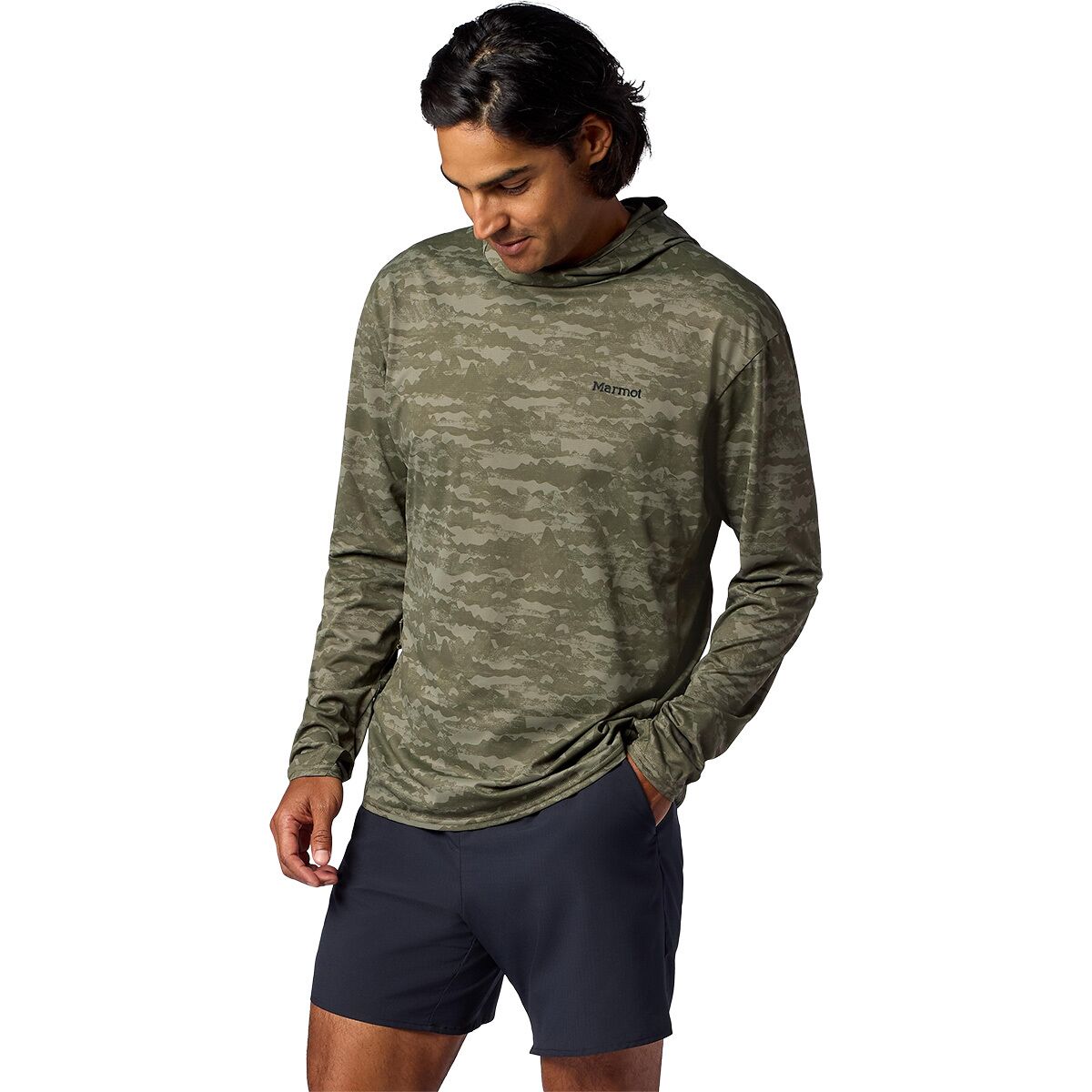 Image of Marmot AirExchange SolarShield Hoodie - Men's Olive Grove Lagos, M