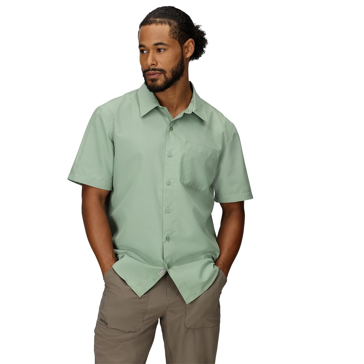 Image of Marmot AirExchange SolarShield Short-Sleeve Shirt - Men's Agate Green, XL