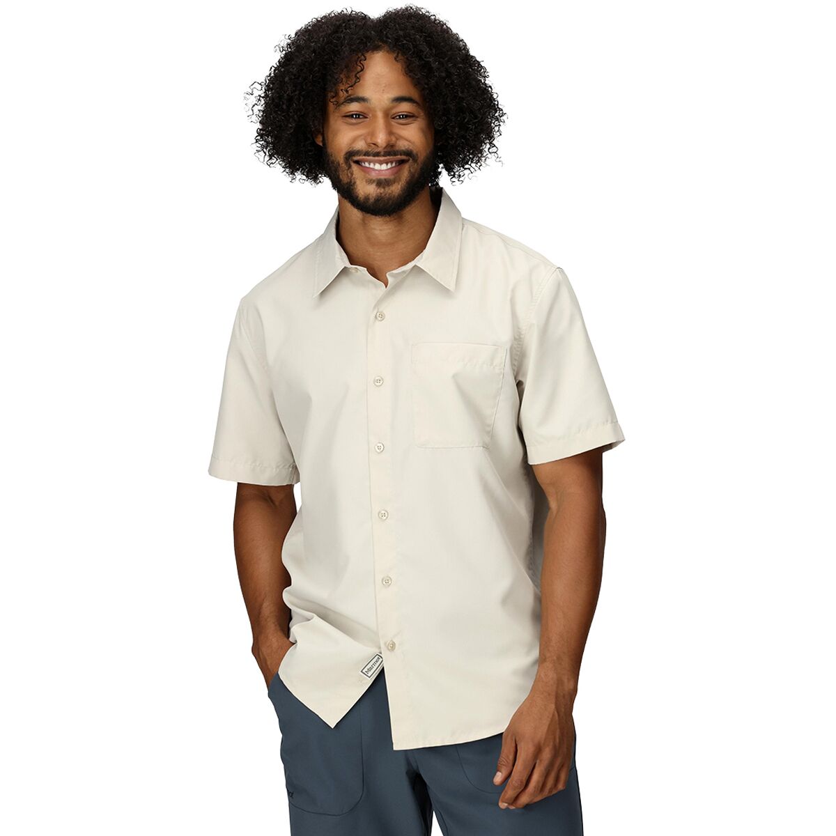 Image of Marmot AirExchange SolarShield Short-Sleeve Shirt - Men's Birch Bark, S