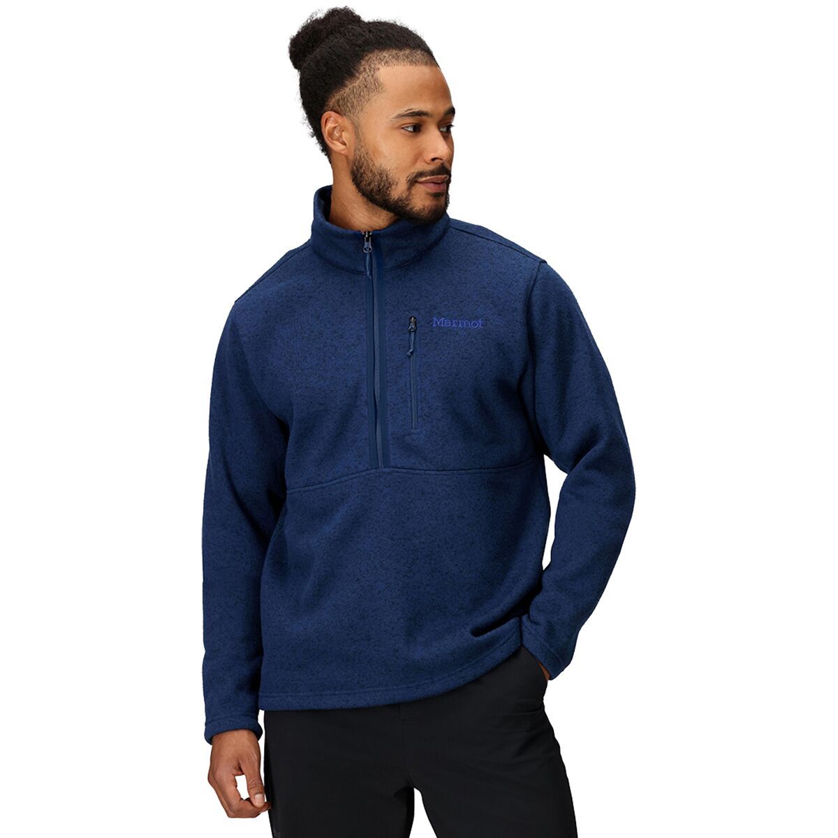 Image of Marmot Drop Line 1/2-Zip Jacket - Men's Arctic Navy Heather, XXL