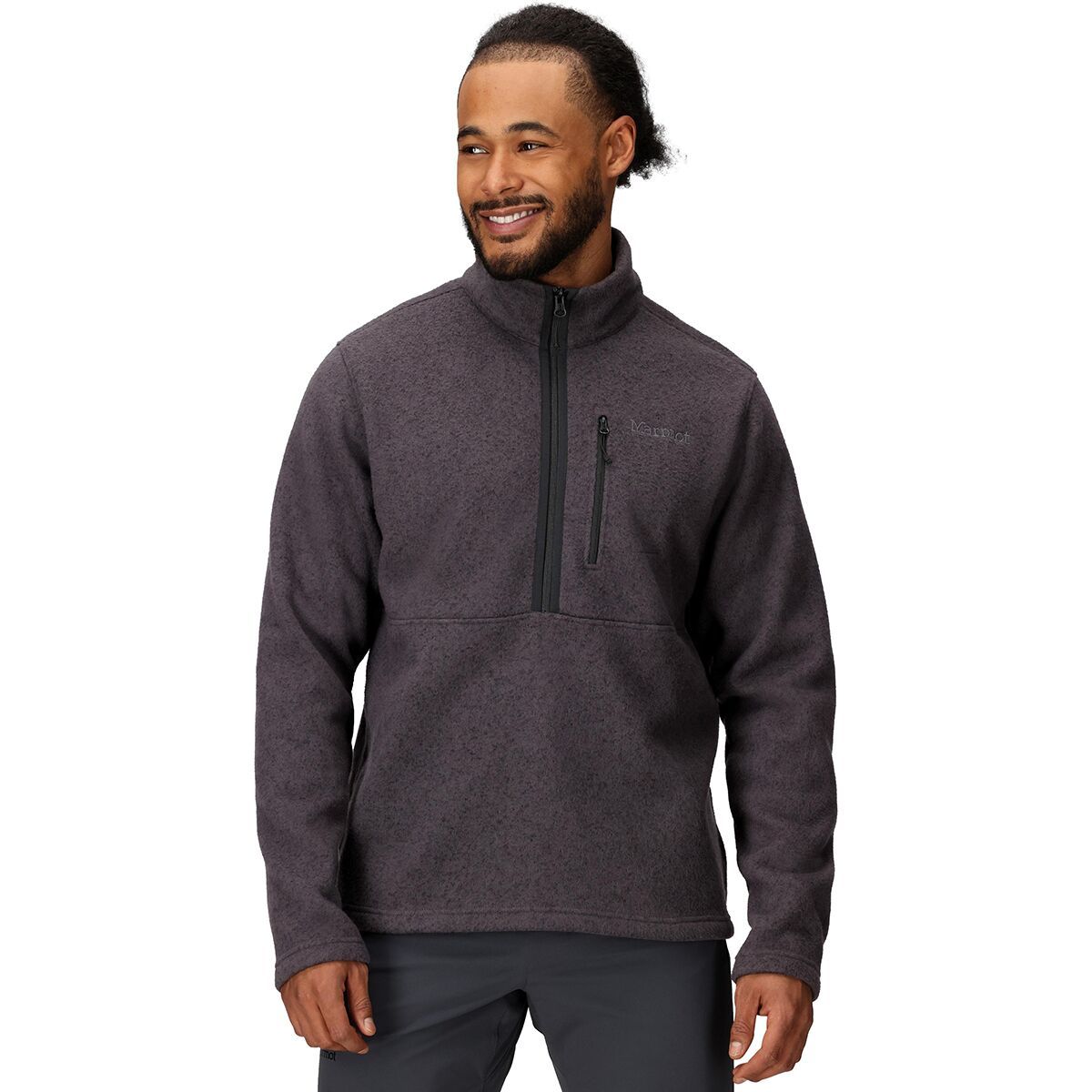 Image of Marmot Drop Line 1/2-Zip Jacket - Men's Black Heather, L